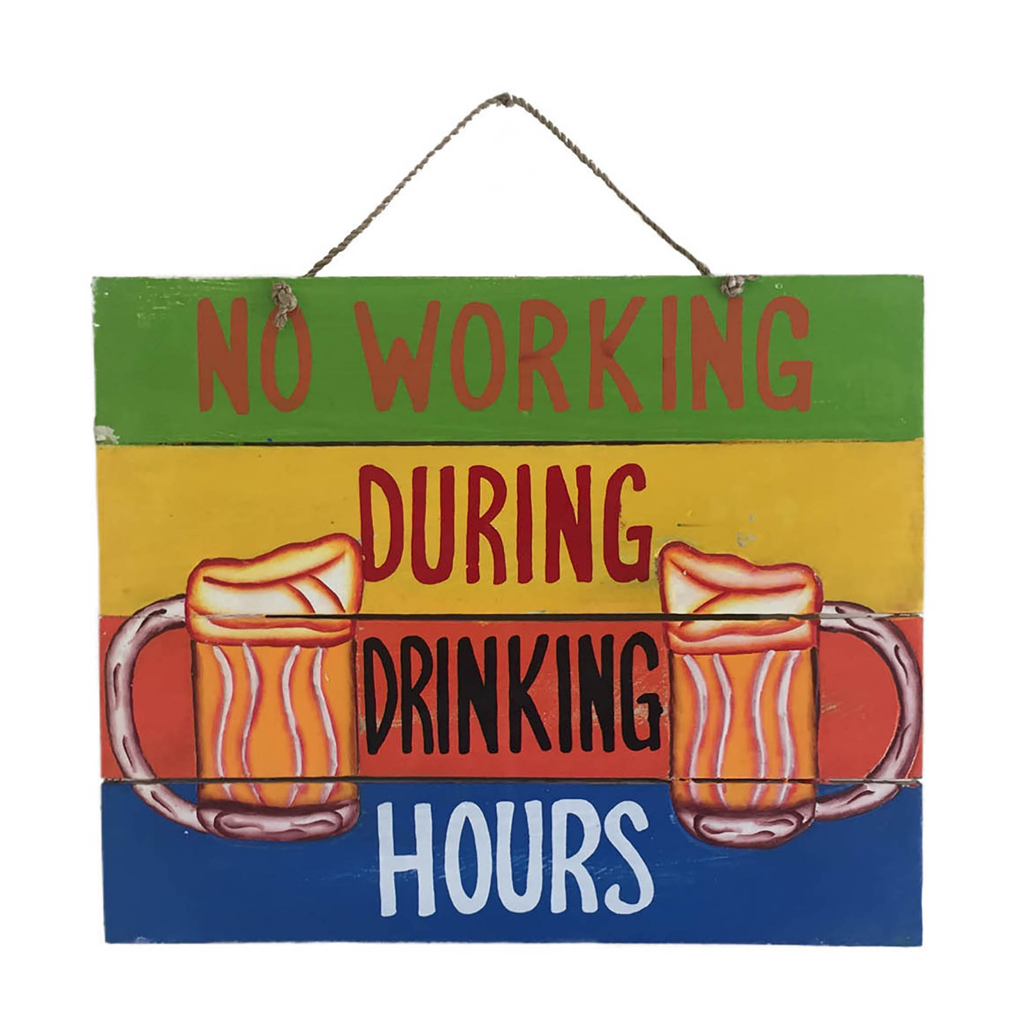 No Working During Drinking Hours Wall Sign, Tiki Bar Decor – OTA